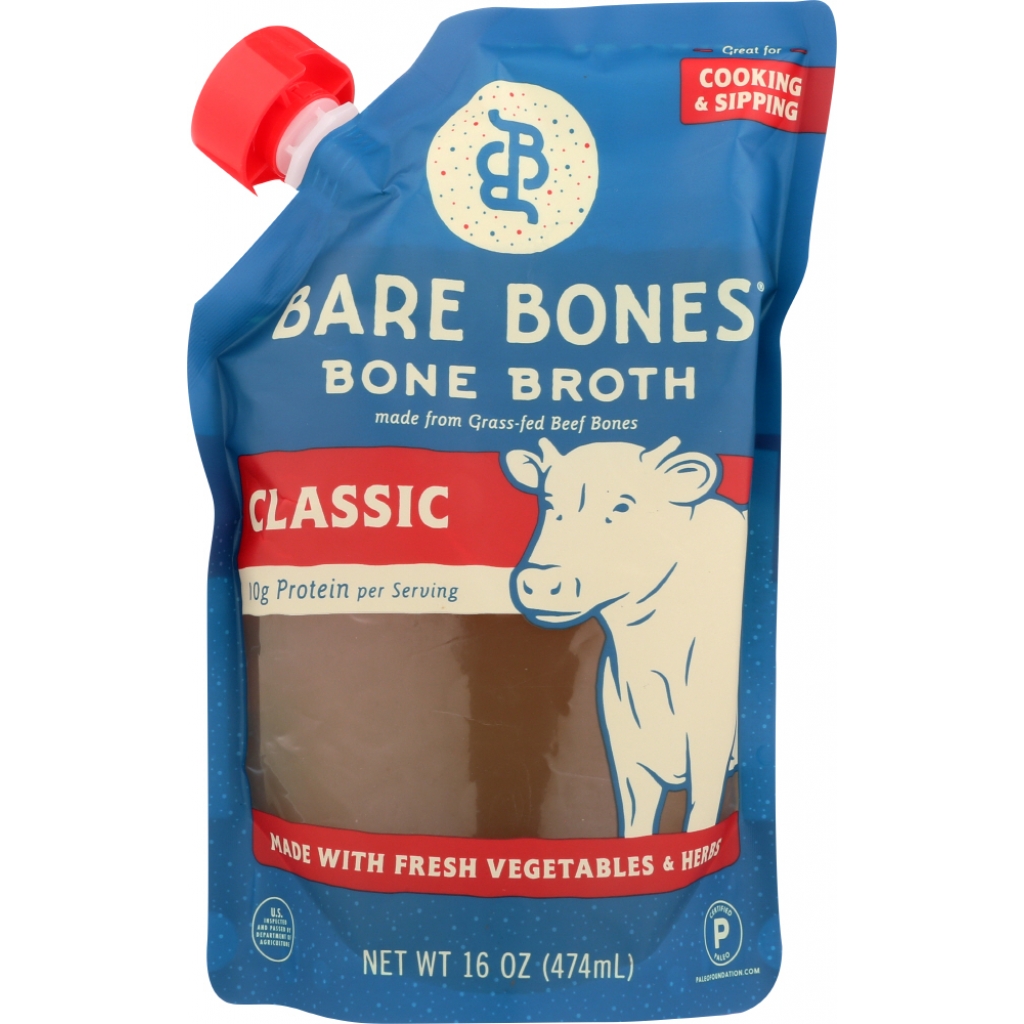 Bare Bones 100% Grass Fed Beef Bone Broth, 16 oz