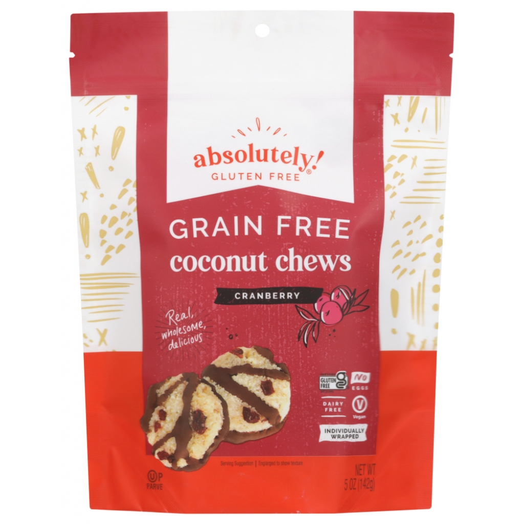 Coconut Chews with Cranberry - Tasty Snack, 5 oz