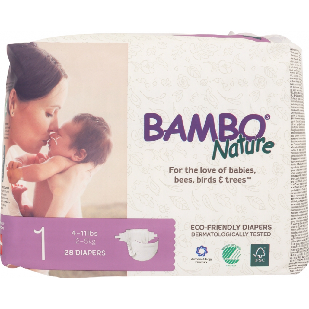 Eco-Friendly Disposable Baby Diapers - Size 1, 28 pk