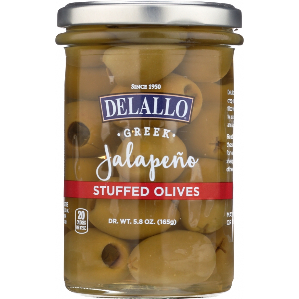 Jalapeno Stuffed Green Greek Olives - Spicy Snack, 5.8 oz