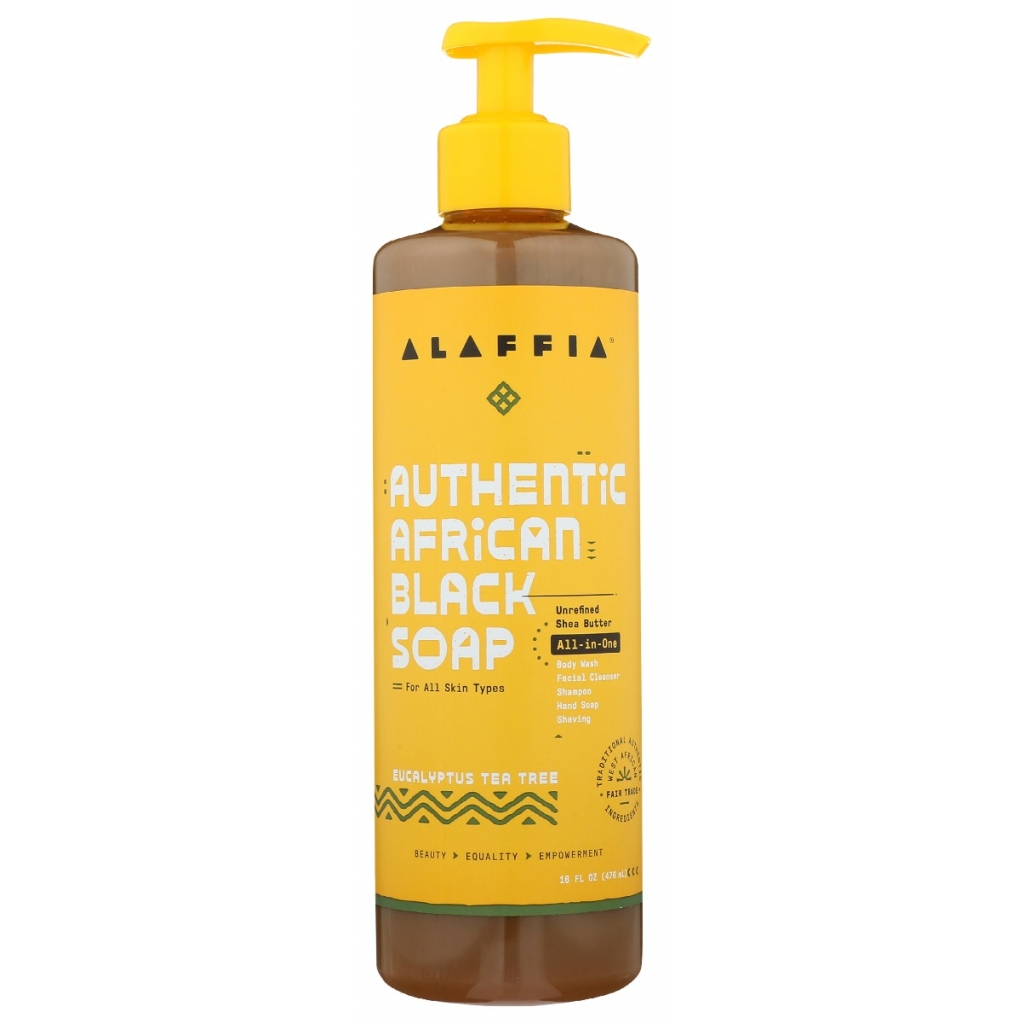 Authentic African Black Soap with Eucalyptus, 16 fl oz