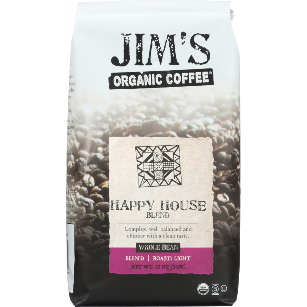 Organic Happy House Blend Whole Bean Coffee, 12 oz