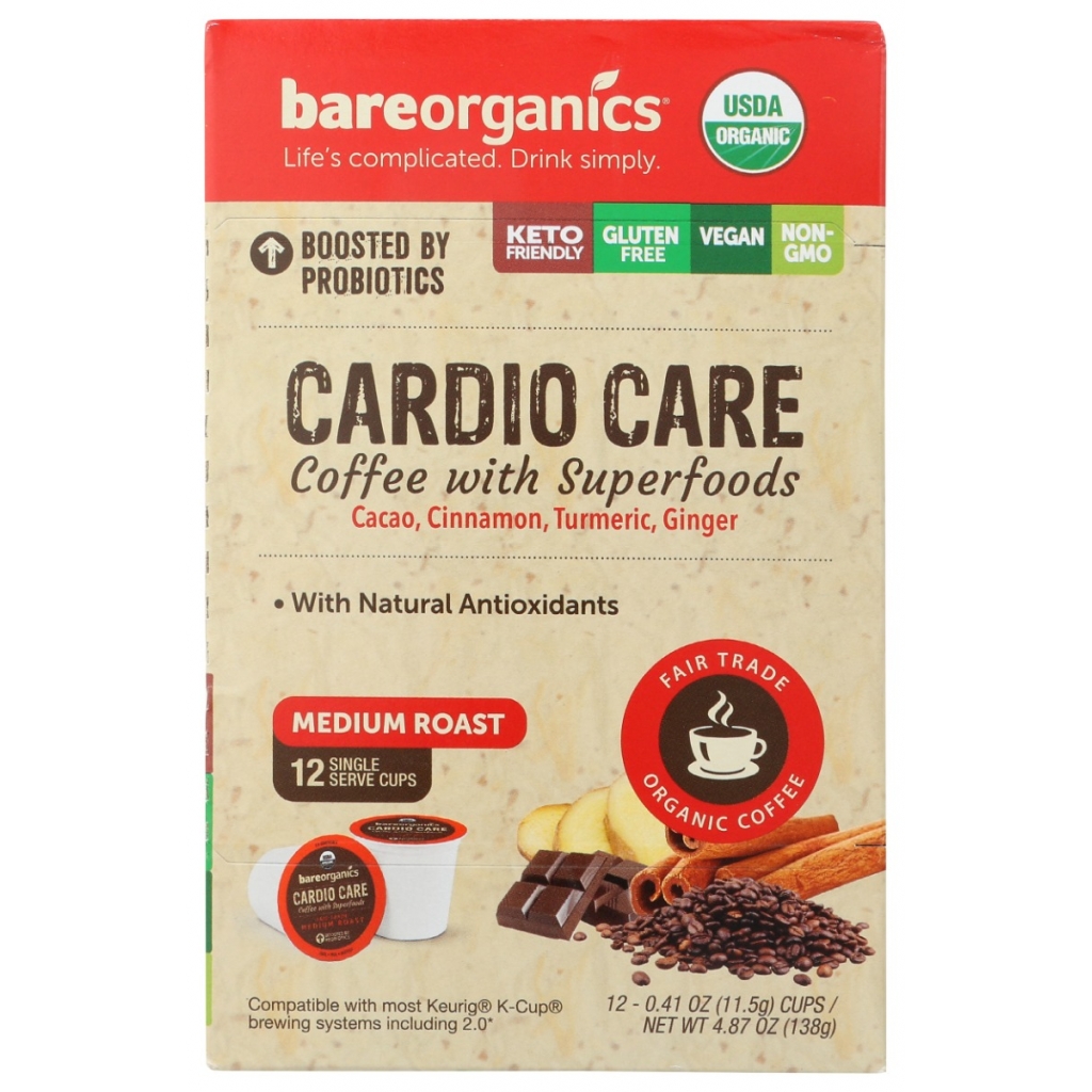 BareOrganics Coffee Cardio Care - Superfood Blend, 12 count