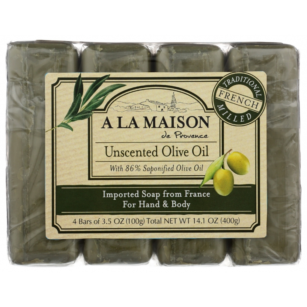 Unscented Olive Oil Soap Bars, 14.1 oz (4-Pack)