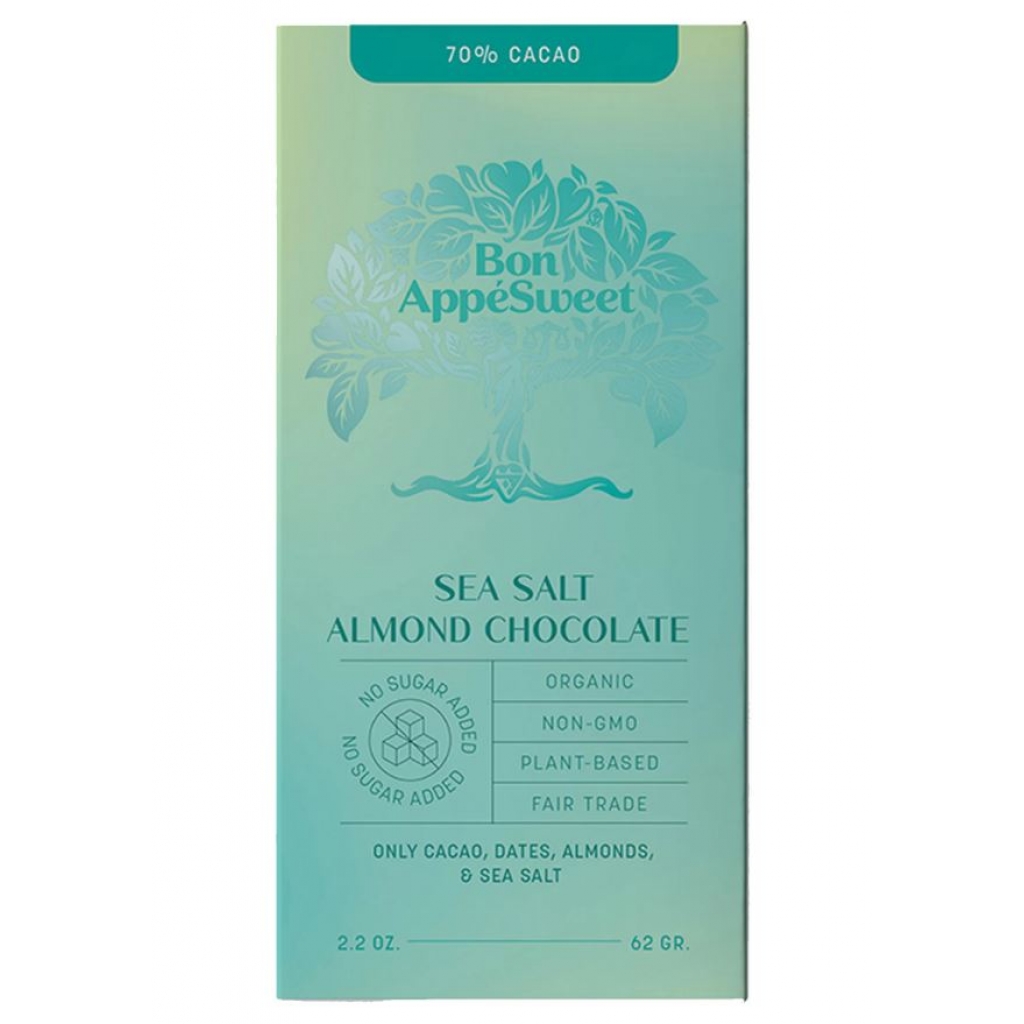 Sea Salt Infused Almond Chocolate Bar, 2.2 oz