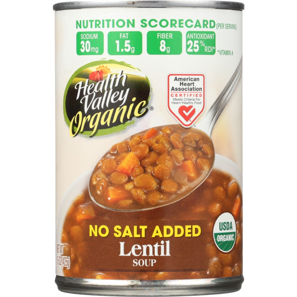 Health Valley No Salt Organic Lentil Soup - 15 oz