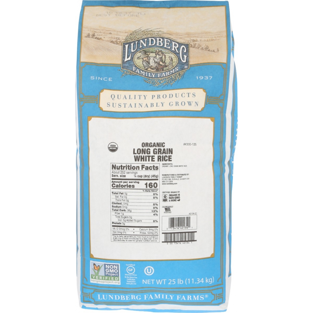 Organic White Long Grain Rice - 25 lb