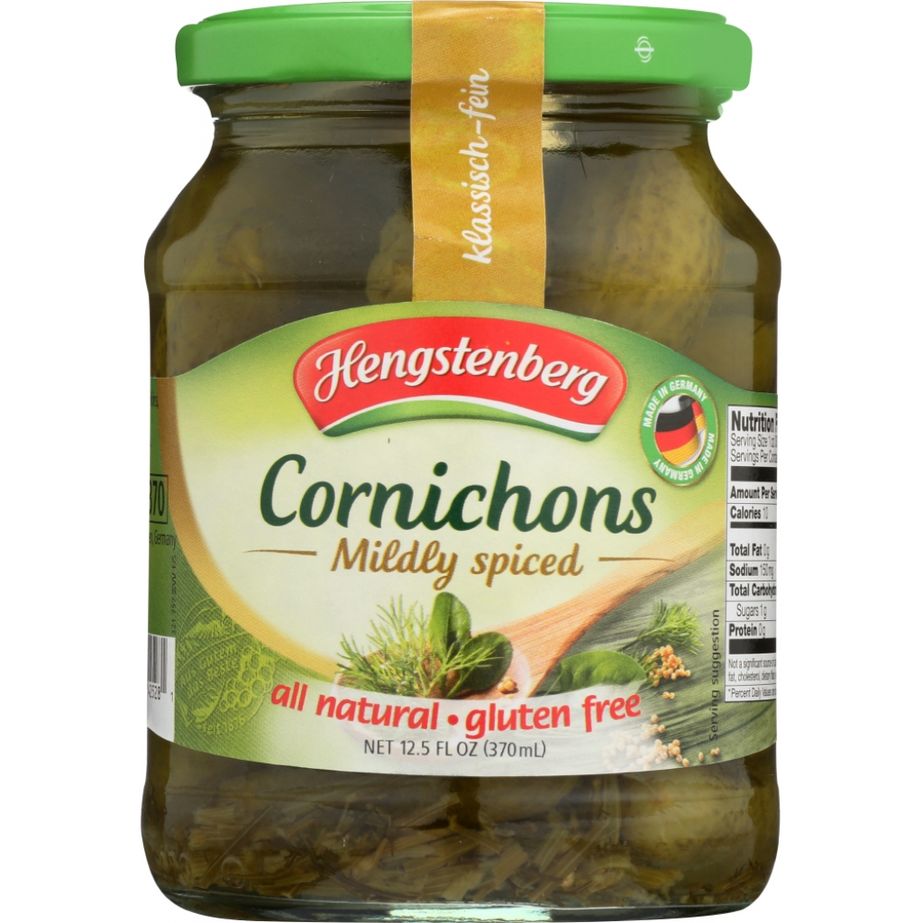 Spicy Cornichons - Cocktail Gherkins, 12.5 oz