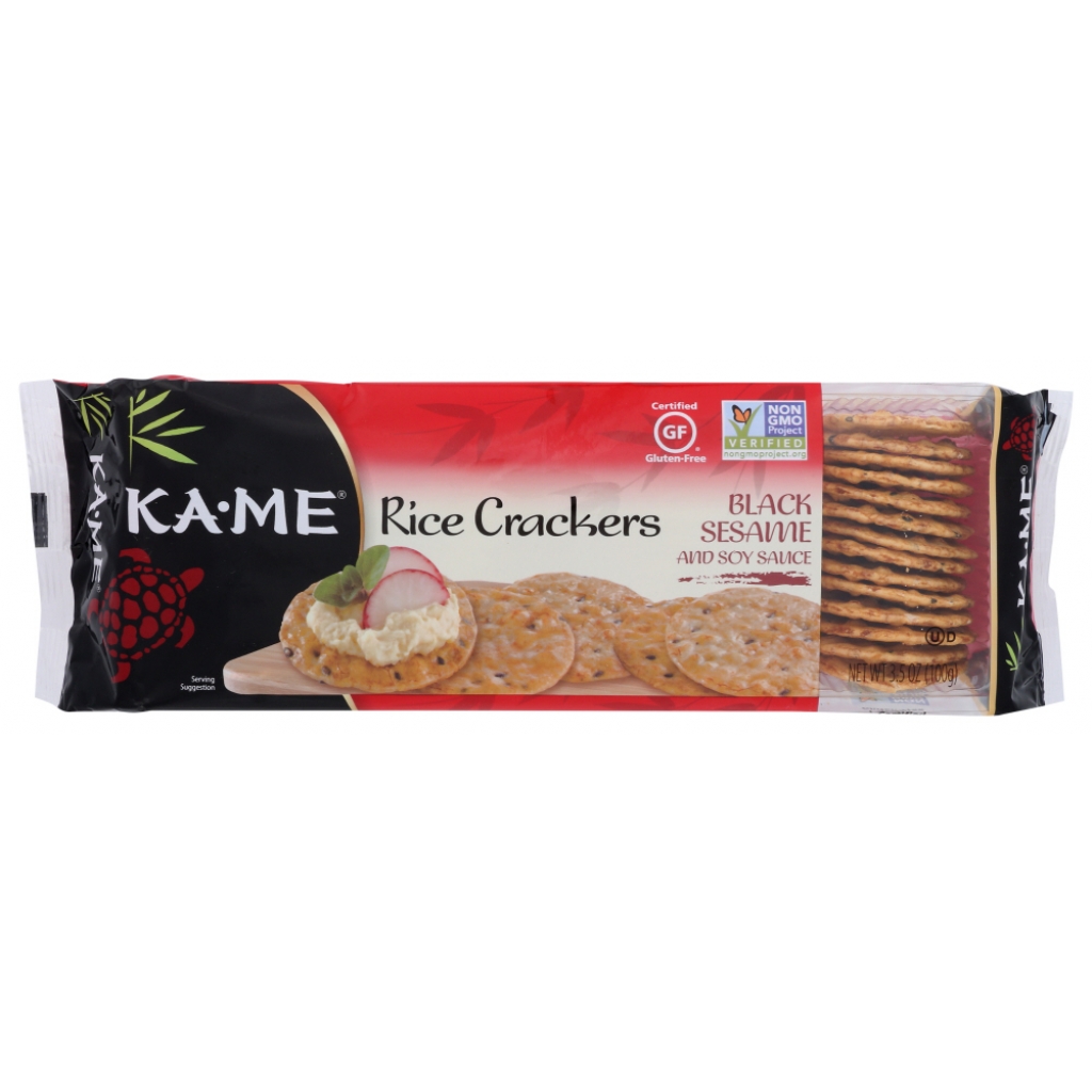 Black Sesame and Soy Sauce Rice Crackers, 3.5 oz