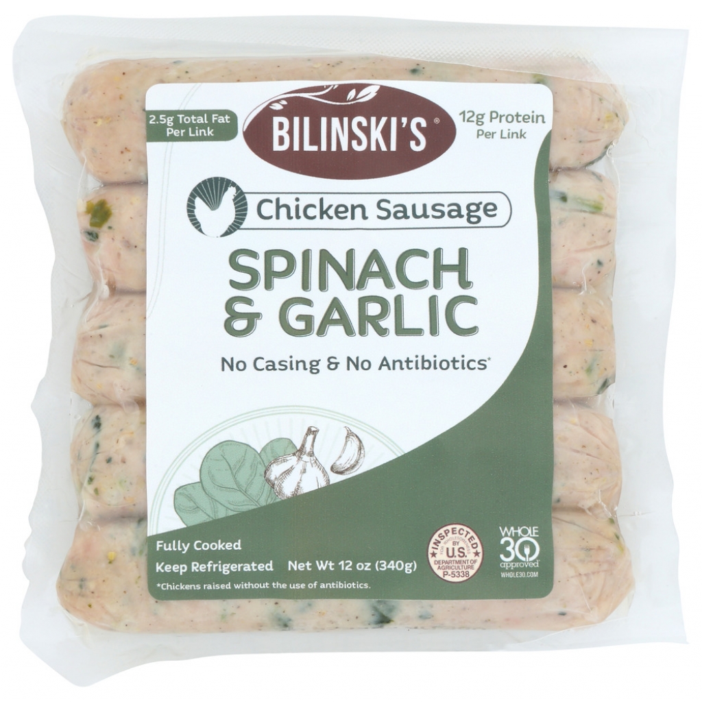 Spinach & Garlic Chicken Sausage – 12 oz