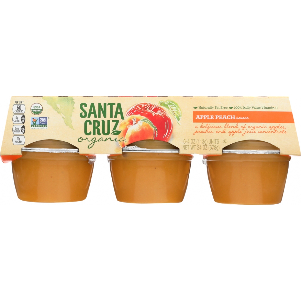 Organic Applesauce Peach - Pack of 6, 24 oz