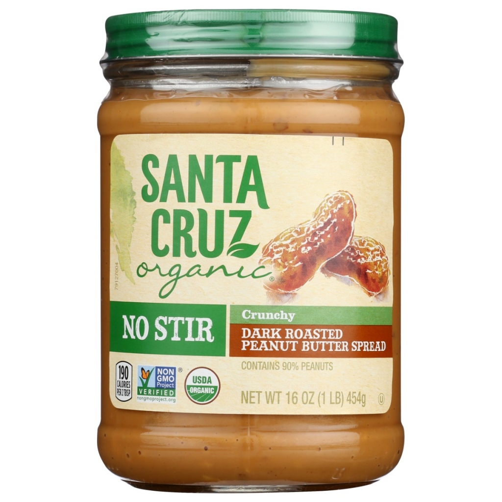 Santa Cruz Organic No Stir Dark Roasted Peanut Butter, 16 oz