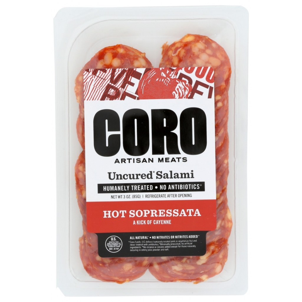 Sliced Hot Sopressata Salami - Convenient Snack Pack, 3 oz