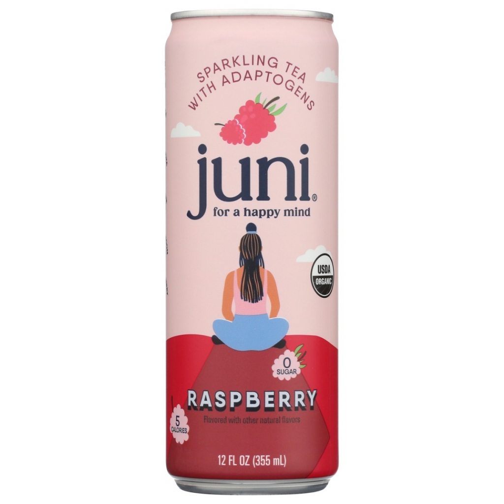 Juni's Raspberry Sparkling Tea with Adaptogens, 12 fl oz