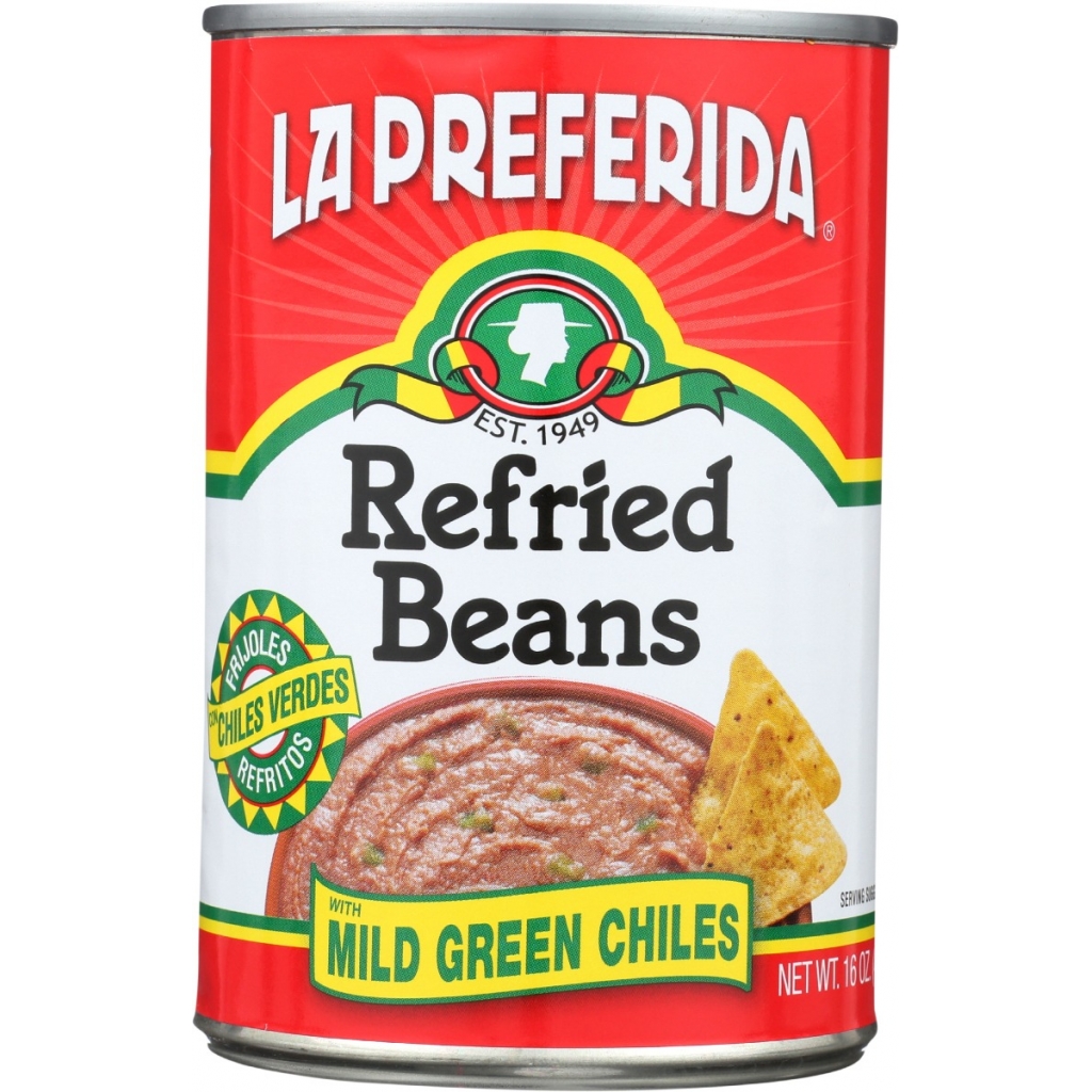 Refried Beans with Mild Green Chiles - 16 oz