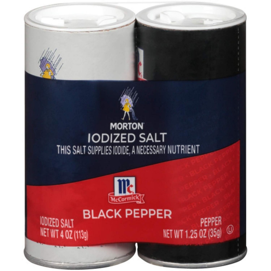 Iodized Salt & Pepper Shakers Set - 5.25 oz