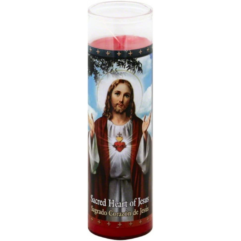 Sacred Heart Of Jesus Red Candle, 1 each