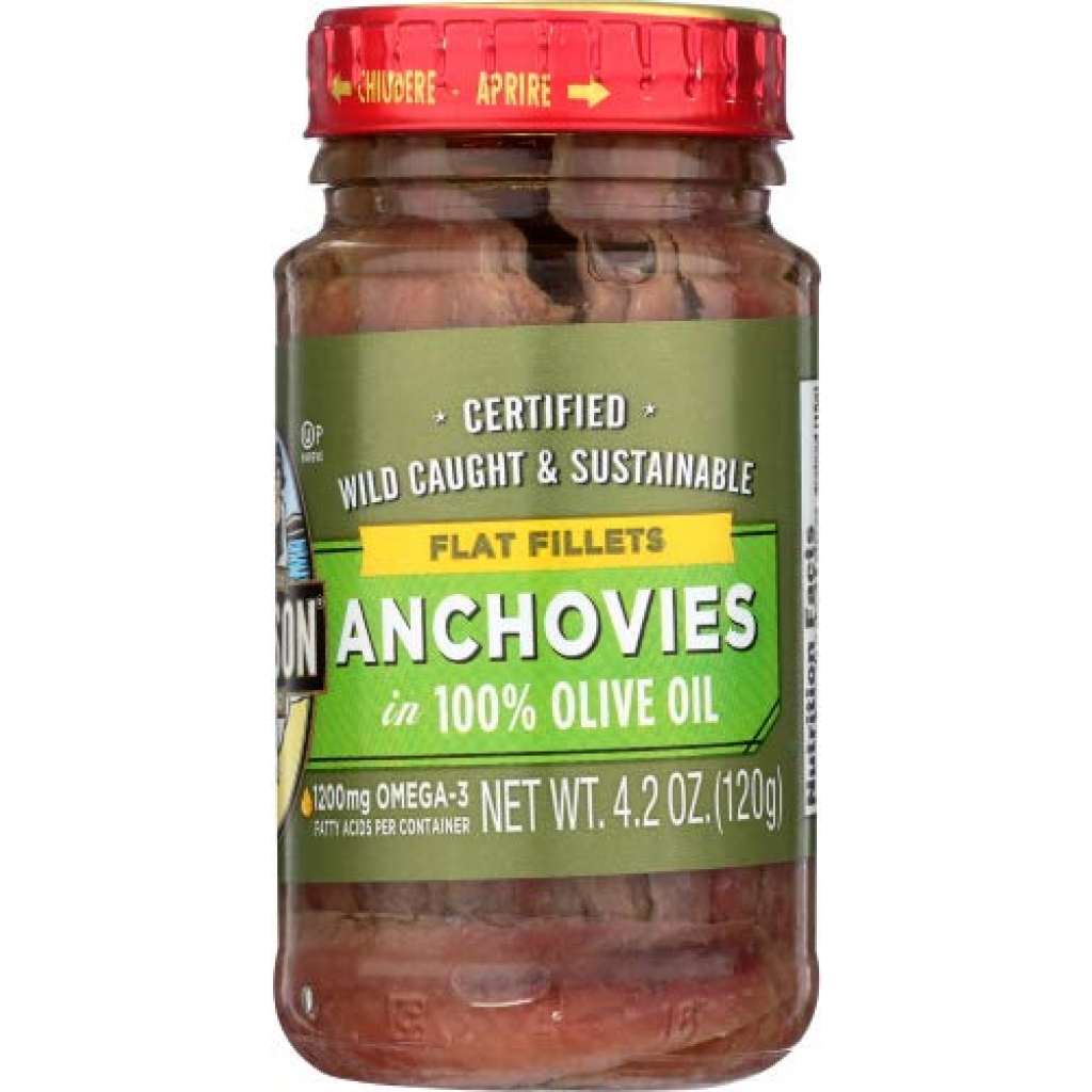 Sustainably Sourced Anchovy Fillets, Glass Jar, 4.2 oz