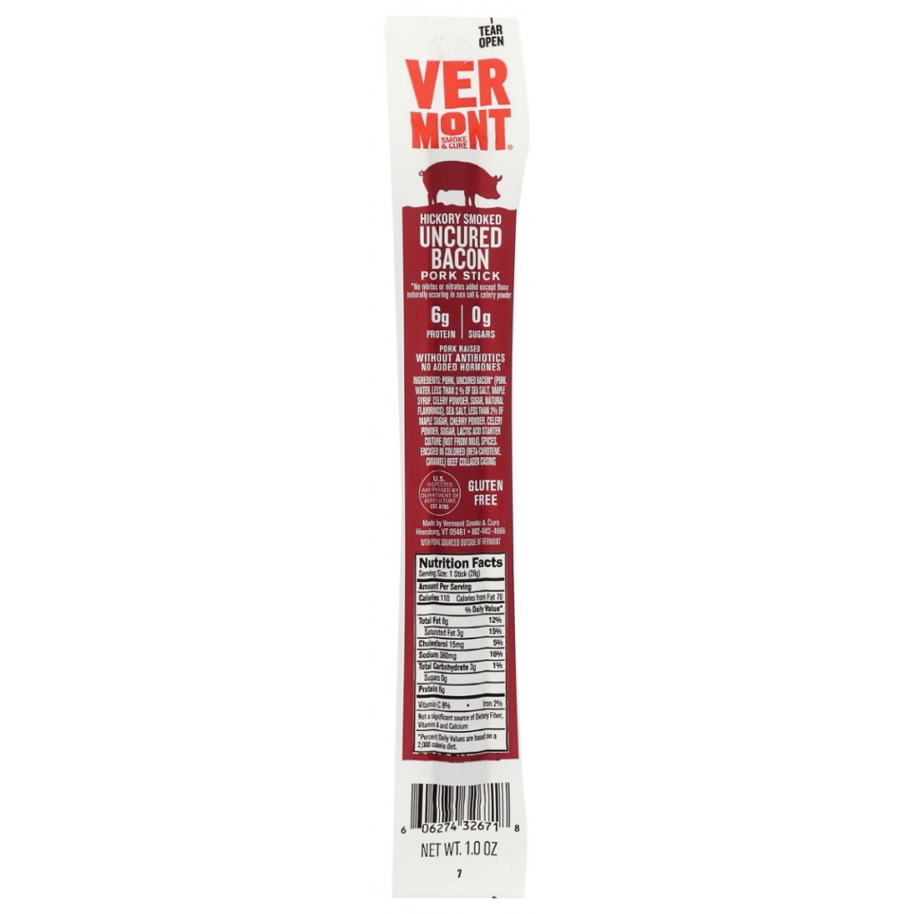 Hickory Smoked Uncured Bacon Pork Stick - 1 oz