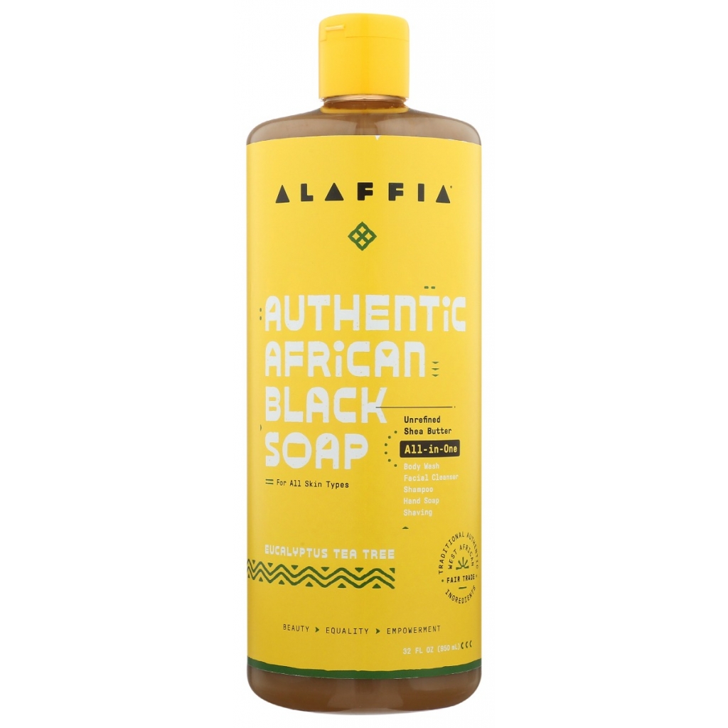 Authentic African Black Soap with Eucalyptus & Tea Tree - 32 oz