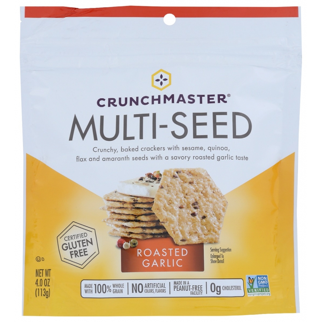 Multiseed Roasted Garlic Crackers - Crispy Snack with Bold Flavor