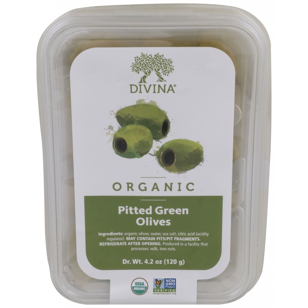 Organic Pitted Green Olives - 4.2 oz