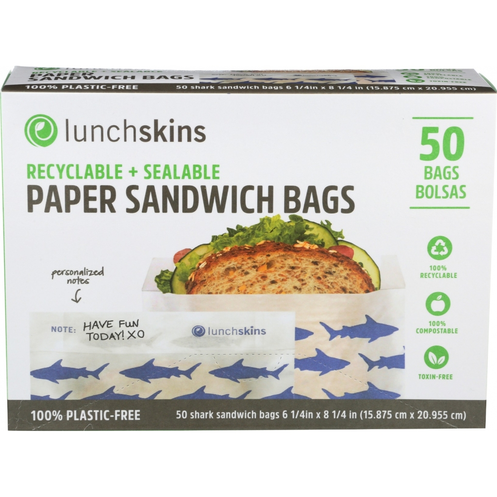 Shark Paper Sandwich Bags - Eco-Friendly Convenience, 50 ct