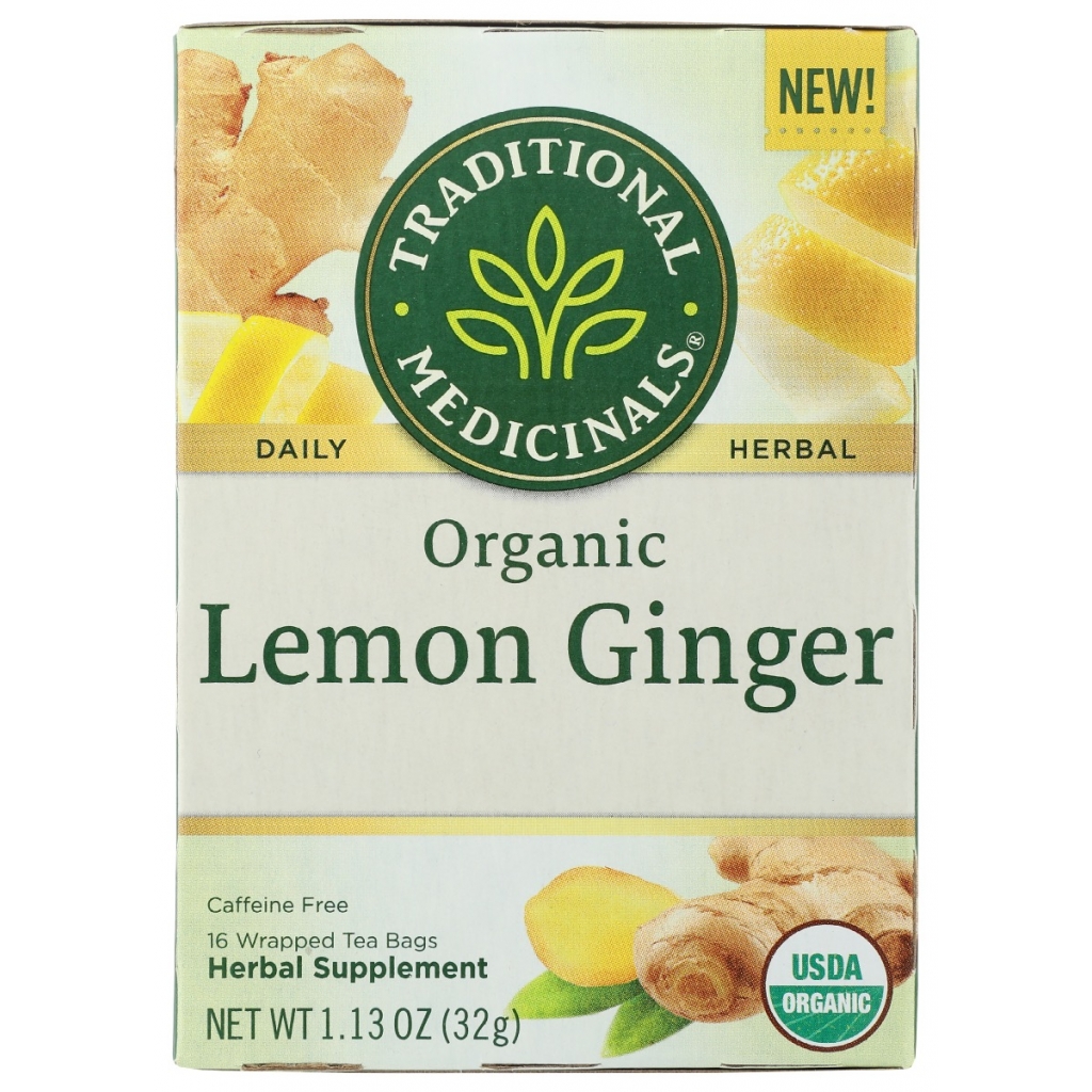 Organic Lemon Ginger Herbal Tea, 16 bags