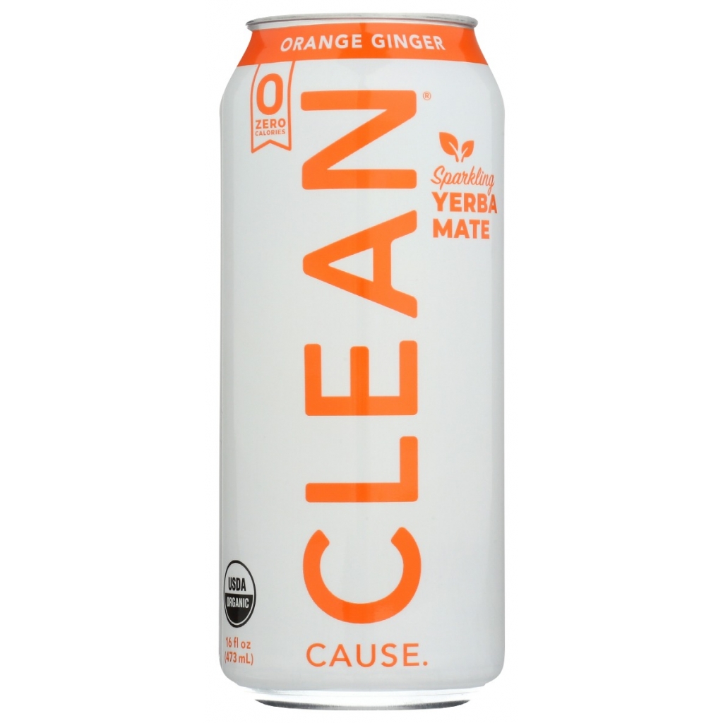 Orange Ginger Sparkling Yerba Mate - Refreshing Caffeine Boost, 16 fl oz