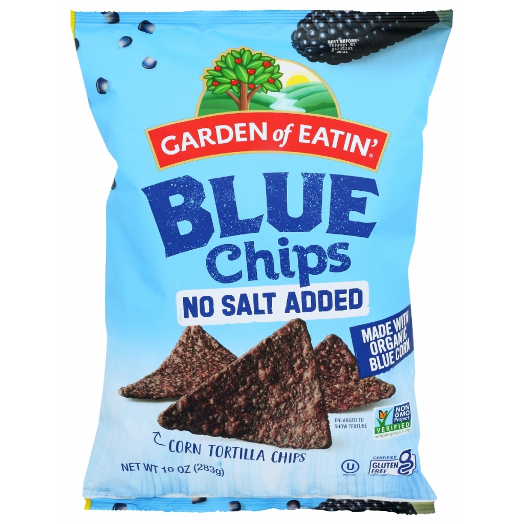 No Salt Added Blue Corn Tortilla Chips - 10 oz