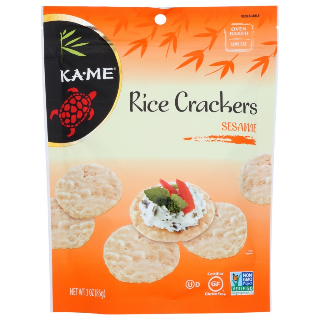 Sesame Rice Crackers - Traditional Japanese Snack, 3 oz