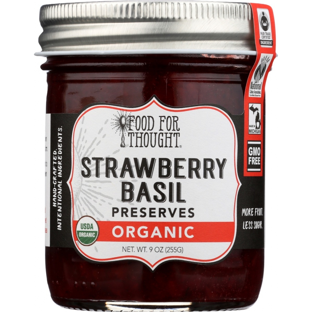 Organic Strawberry Basil Preserves, 9 oz