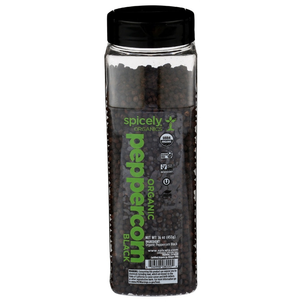 Premium Organic Black Peppercorns - 16 oz