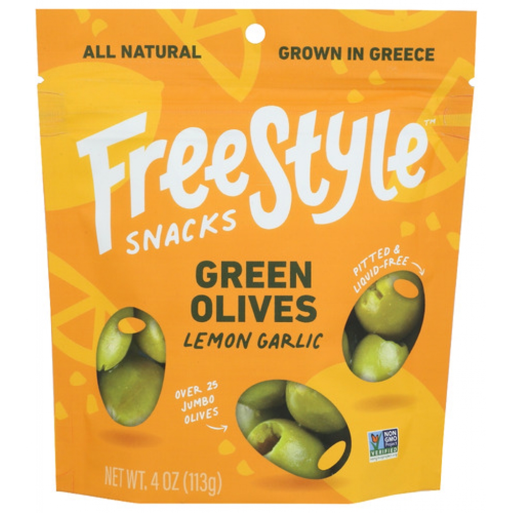 Green Olives with Lemon and Garlic - 4 OZ