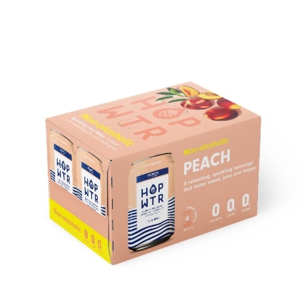 HOP WTR Peach Sparkling Beverage - 72 fl oz, 6 Pack