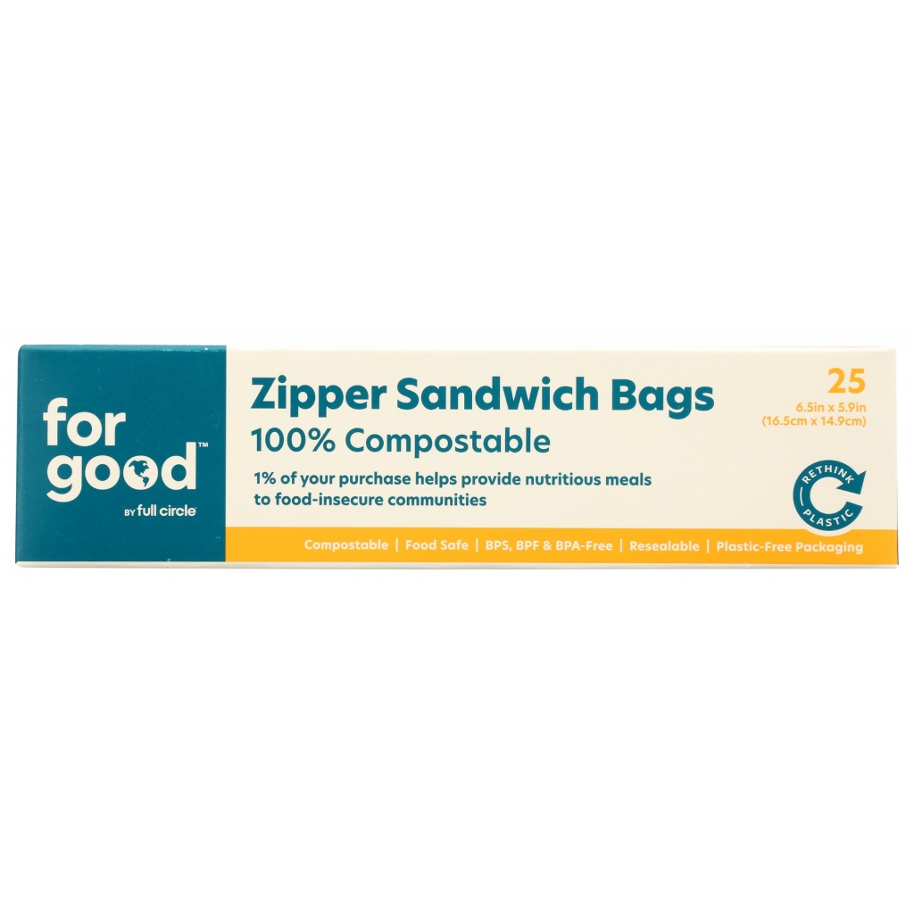 Biodegradable Zipper Sandwich Bags - 25 ct