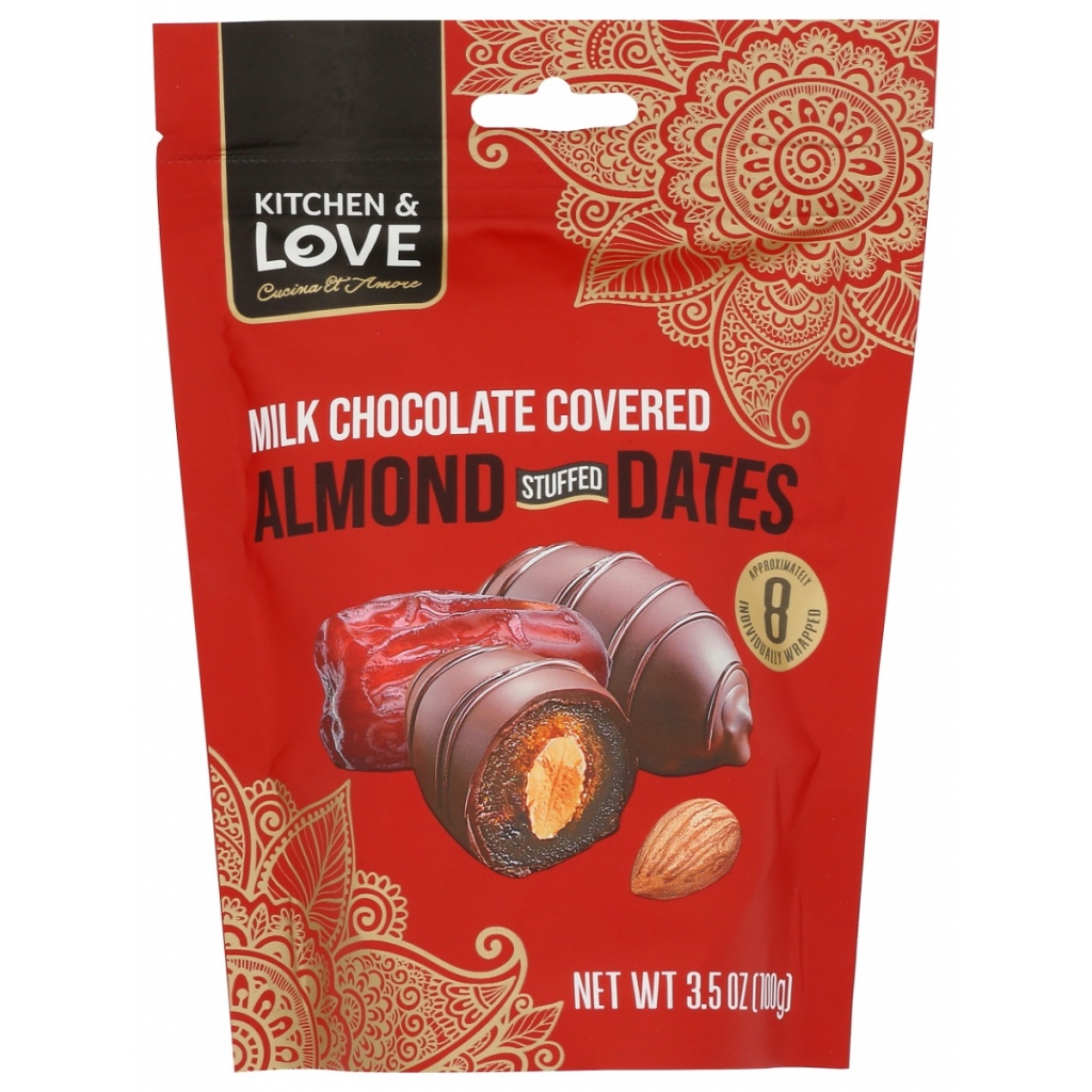 Decadent Milk Chocolate Covered Almond Stuffed Dates, 3.5 oz