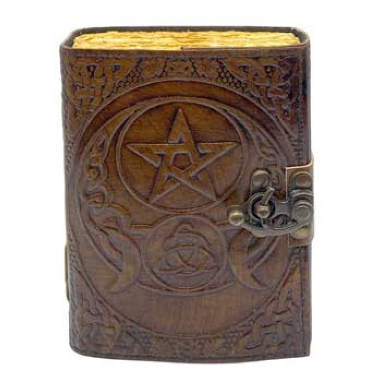 Pentagram/ Triquetra Aged Looking Paper leather w/ latch