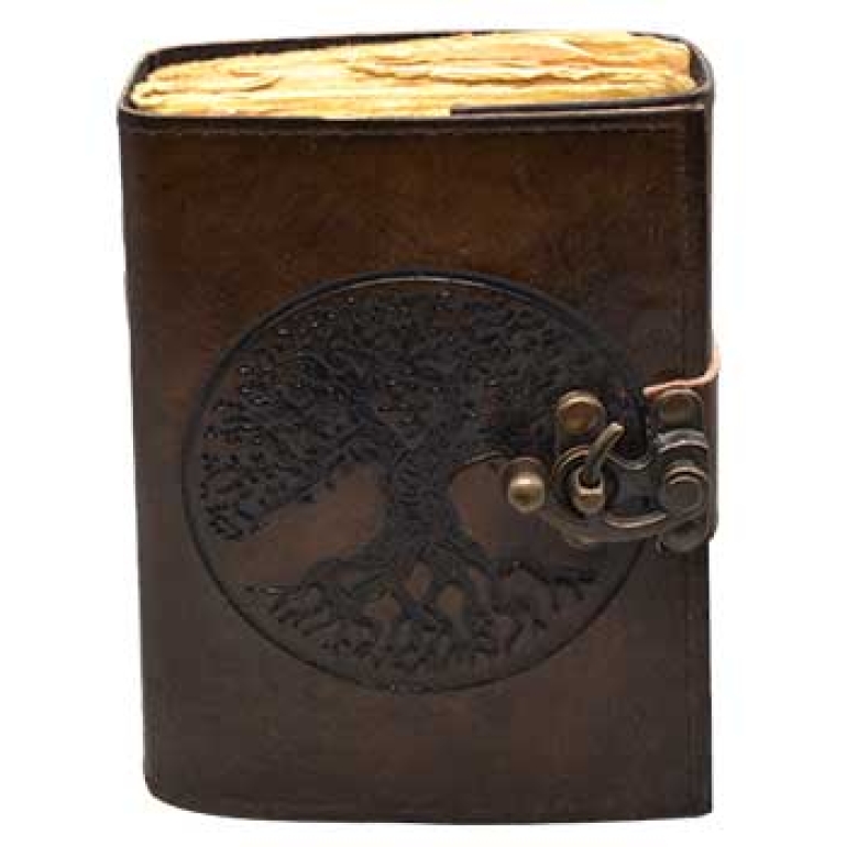 Tree of Life aged looking paper leather w/ latch
