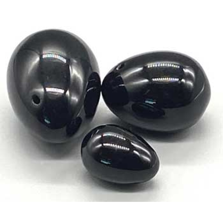 (set of 3) Black Obsidian Yoni eggs