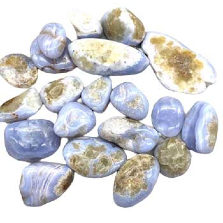 1 lb Agate, Blue Lace tumbled stones 20-25mm