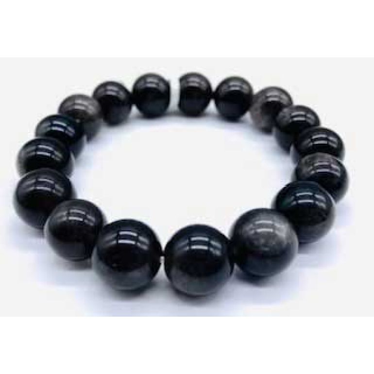 12mm Obsidian, Smoky bracelet