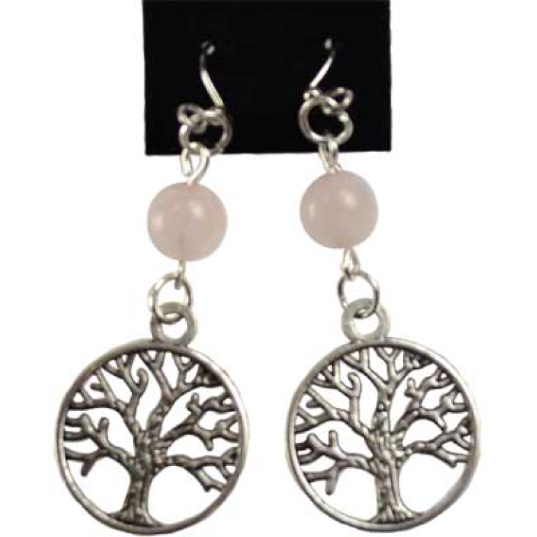 Rose Quartz Tree of Life earrings
