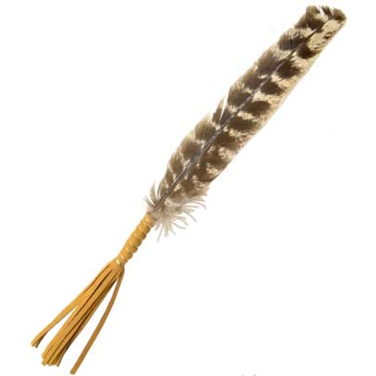 (set of 2) Leather Wrapped smudging feather 10