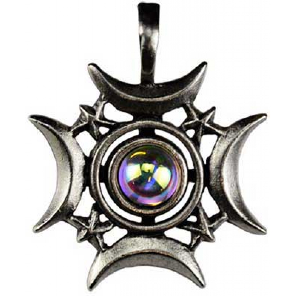 Crescents Rising Celestial Amulet - Pewter Charm