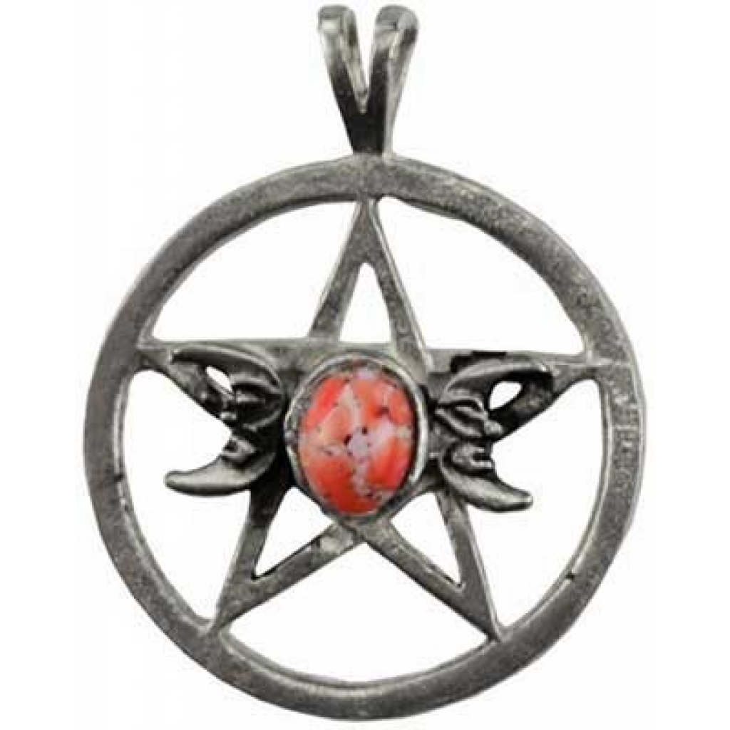 Triple Moon Pentagram Amulet - 1 1/8 inches