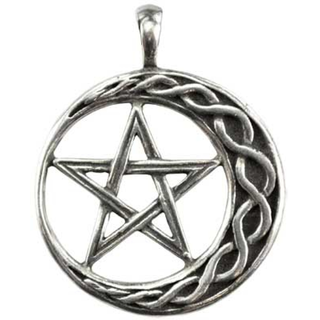 Wicca Stability Amulet - Braided Crescent Moon and Pentagram