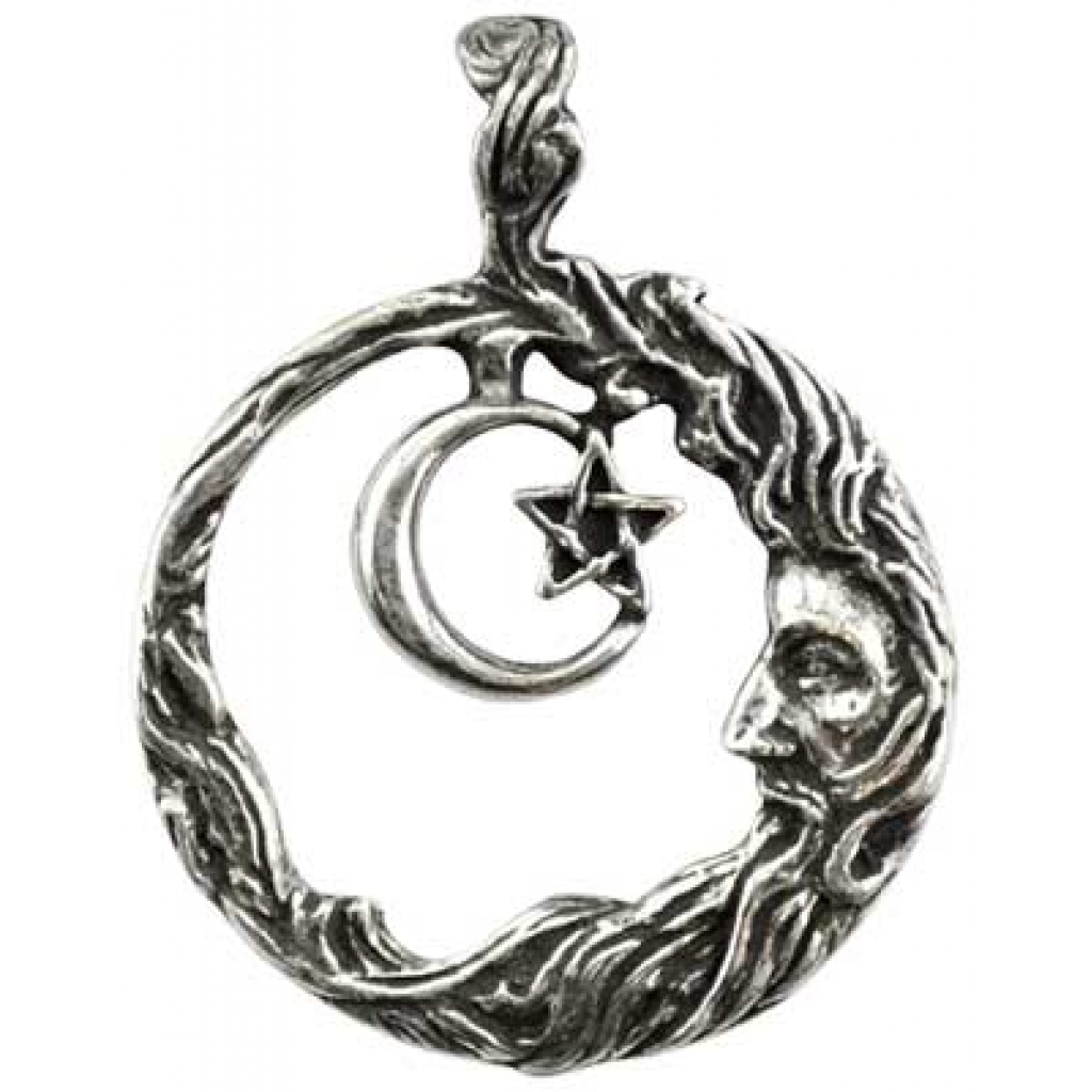 Wicca Wisdom Amulet - Crescent Moon with Elderly Figure