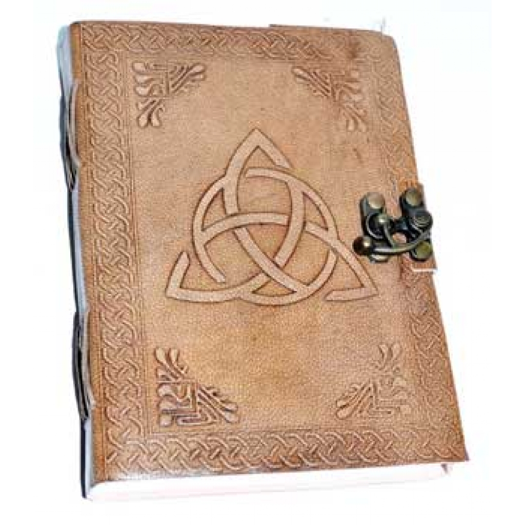 Hand-Tooled Triquetra Leather Journal with Latch Closure