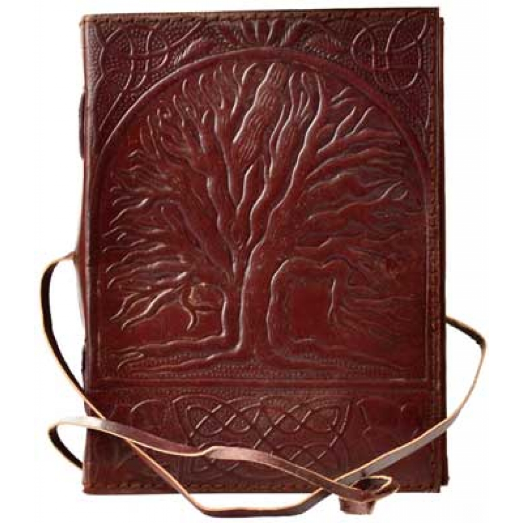 Sacred Oak Tree Leather Blank Book with Cord